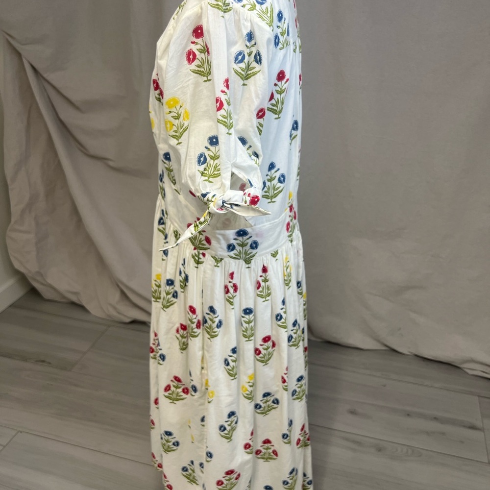 Pink Chicken Floral VNeck Midi Dress Multicolor Embroidery Sz M Cottagecore Boho - Picture 4 of 8